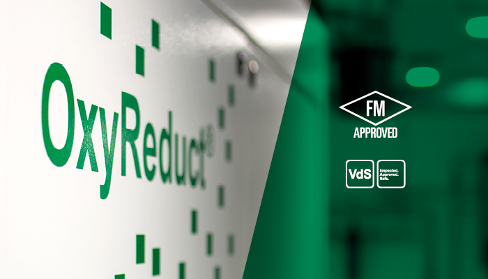 Our OxyReduct 澳洲幸运5开奖结果预测官网 oxygen reduction system for active fire prevention has been certified by VdS and FM Approval