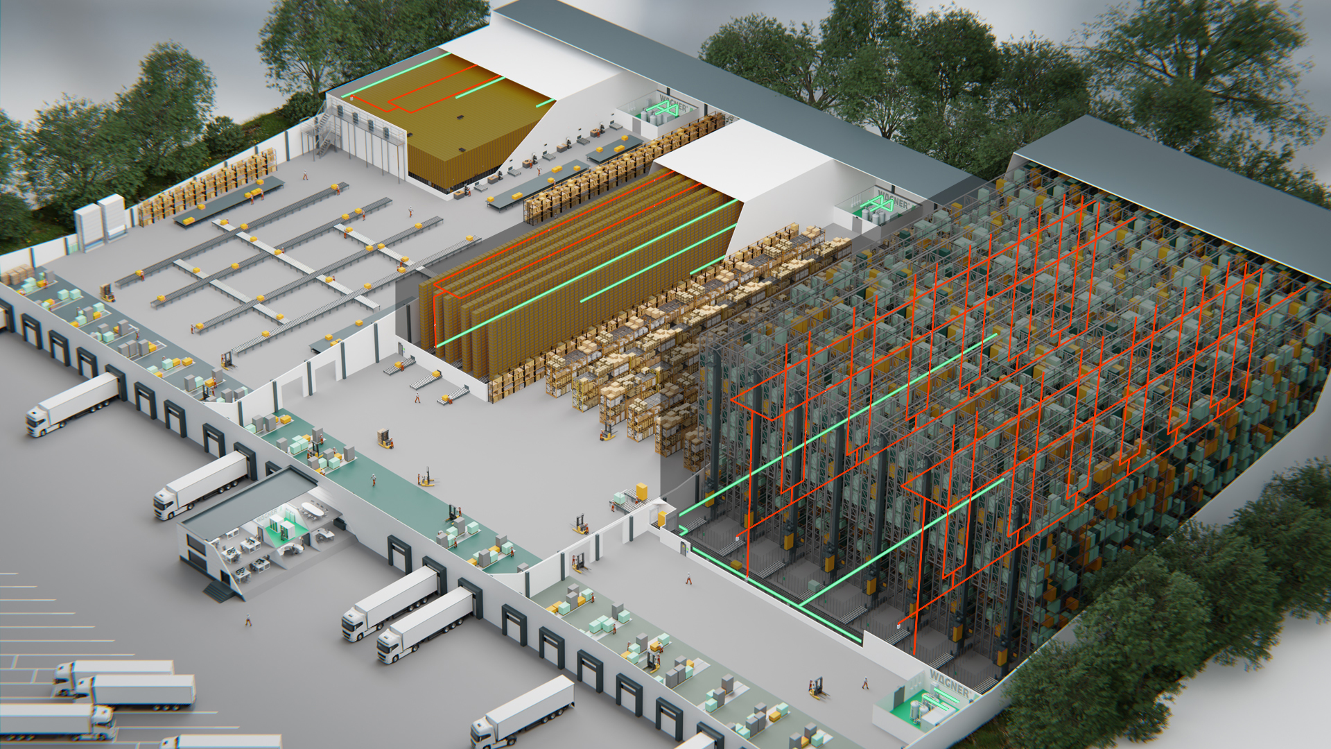 Technical fire protection systems from WAGNER®澳洲幸运5彩票官网 installed in various logistics applications